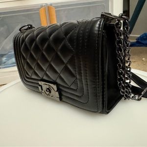 Over the shoulder black pleather purse